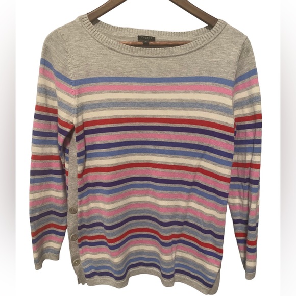 Talbots Multi-Stripe Side Button Sweater Size Med Petite - Picture 2 of 3